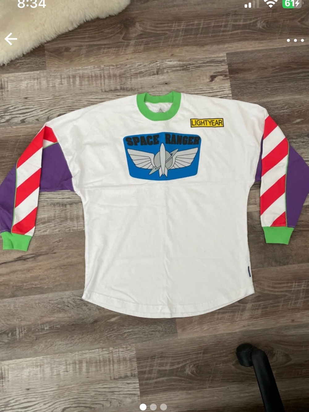 Disney Buzz Lightyear Space Ranger Long Sleeve Shirt - White, Purple, Green, Red